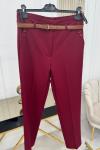 Kemerli Pantolon - Bordo